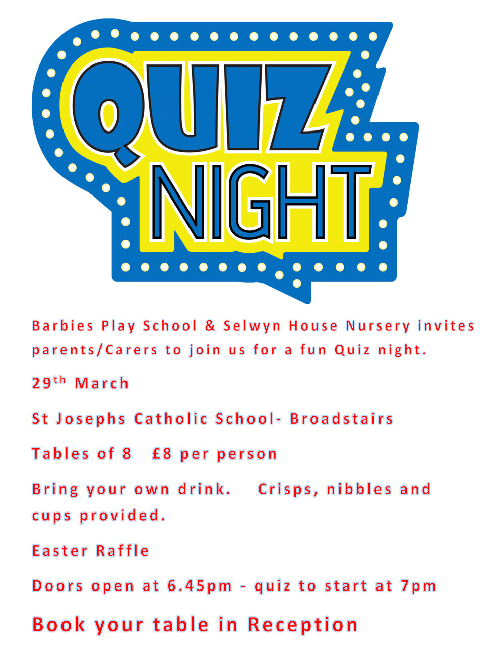 Quiz Night - 29th March 2019